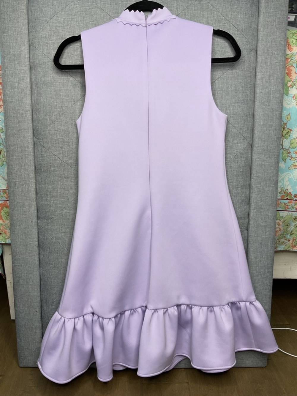 Betsey Johnson Lavender Ruffle Hem Bow Neck Dress Size 2 NWOT - Picture 9 of 10